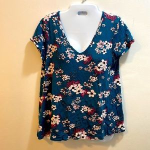 Teal floral shirt